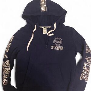PINK Victoria's Secret Navy Hoodie with Sequin Logo